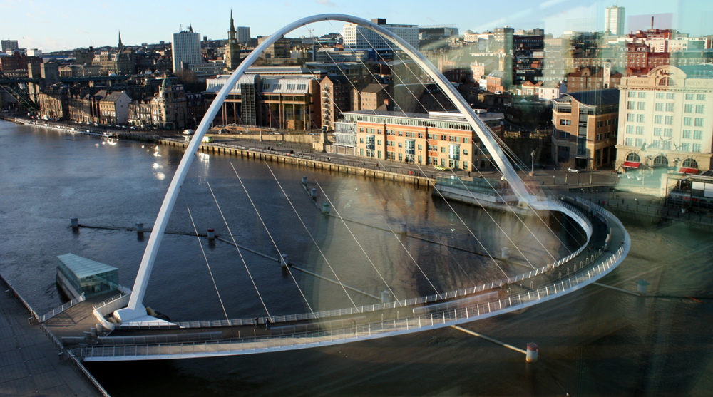 gateshead, bridge, architecture, footbridge, UK,